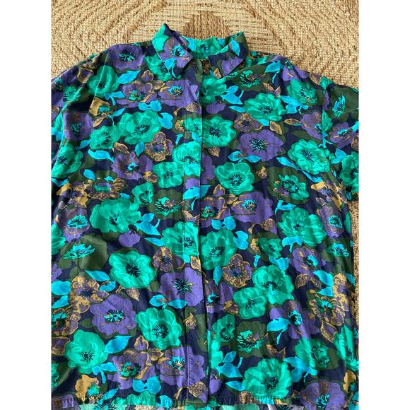 C C Hughes Floral Green and Purple Print Blouse SZ 22W - Picture 2 of 7